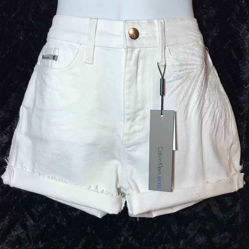 White Calvin Klein Jean Shorts